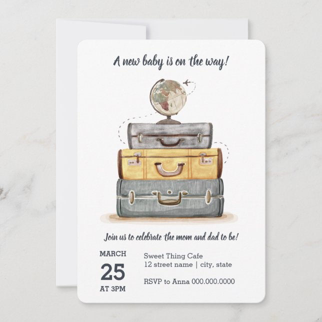 Gender Neutral Travel Baby Shower Invitation (Front)