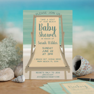 Gender Neutral Turquoise Ocean Beach Baby Shower Invitation
