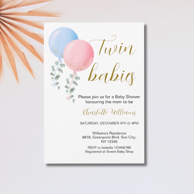 Gender Neutral Twin Baby Shower Invitation (Creator Uploaded)