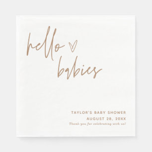Gender Neutral Twins Baby Shower Paper Napkin