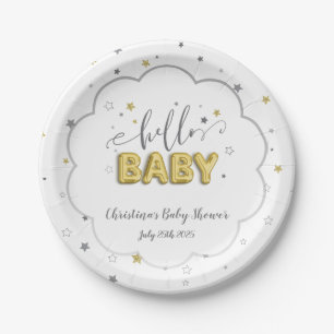 Gender Neutral Twins Baby Shower Twinkle Stars Paper Plate