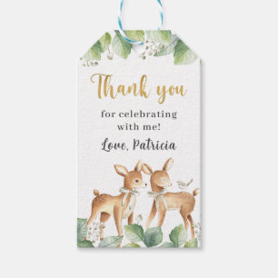 Gender Neutral Twins Deer Baby Shower Birthday Gift Tags