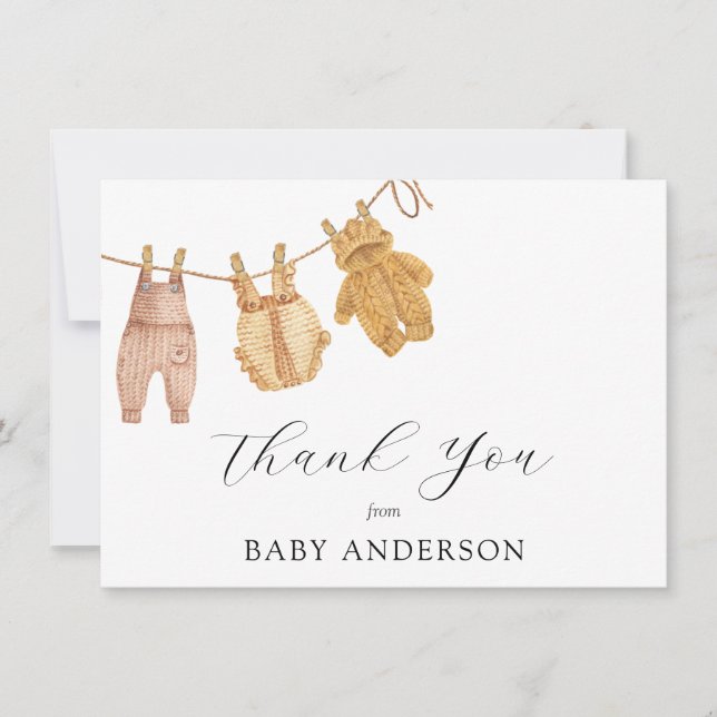 Gender Neutral Vintage Baby Shower Thank You (Front)