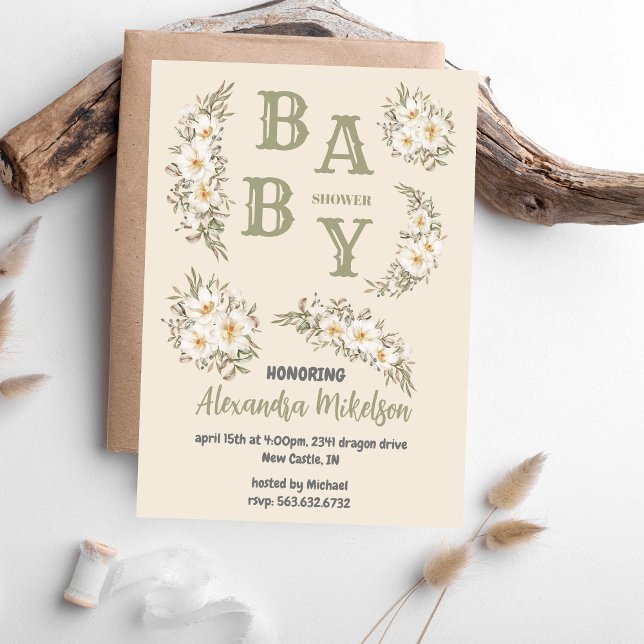 Gender Neutral Vintage Floral Baby Shower Invitation (Creator Uploaded)