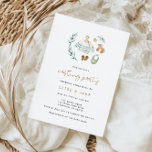 Gender Neutral Vintage Toys Nesting Party Invitation<br><div class="desc">Celebrate the parents-to-be with this cute gender neutral nesting party invitation featuring a watercolor illustration of baby’s first outfit and vintage toys surrounded by eucalyptus leaves and a matching pattern on the back.</div>