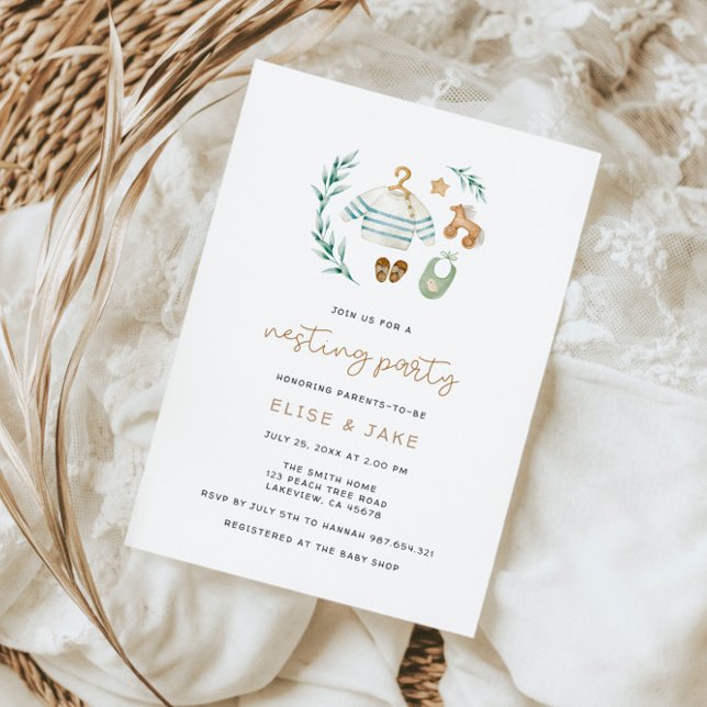 Gender Neutral Vintage Toys Nesting Party Invitation (Creator Uploaded)