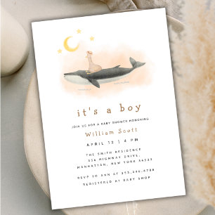 Gender Neutral Vintage Whale & Duck Baby Shower  Invitation