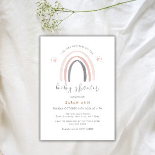 Gender Neutral Watercolor Boho Rainbow Baby Shower Invitation