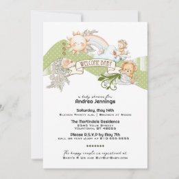 Gender Neutral Watercolor Soft Green Baby Shower Invitation