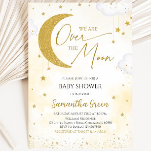 Gender Neutral We are Over the Moon Baby Shower Invitation