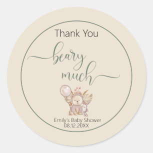 Gender Neutral We Can Bearly Wait Baby Shower Classic Round Sticker