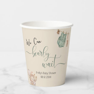 Gender Neutral We Can Bearly Wait Baby Shower Paper Cups