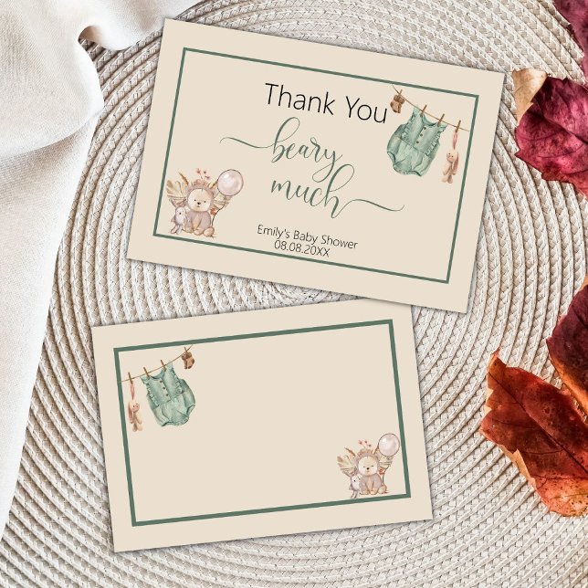 Gender Neutral We Can Bearly Wait Thank You Card (Creator Uploaded)