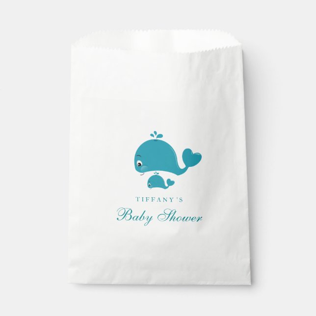 Gender-Neutral Whale Boy Baby Shower Favour Bag (Front)