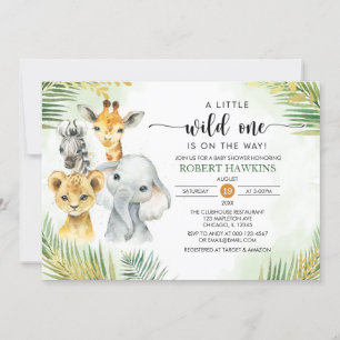 Gender Neutral Wild One Safari Animals Baby Shower Invitation