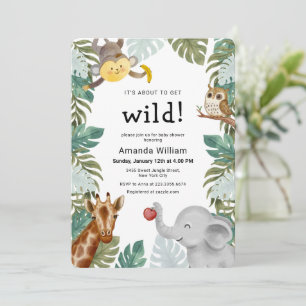 Gender Neutral Wild Sarafi Animals Baby Shower Invitation