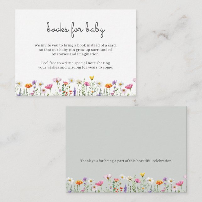 Gender Neutral Wildflower Books for Baby Card (Front/Back)