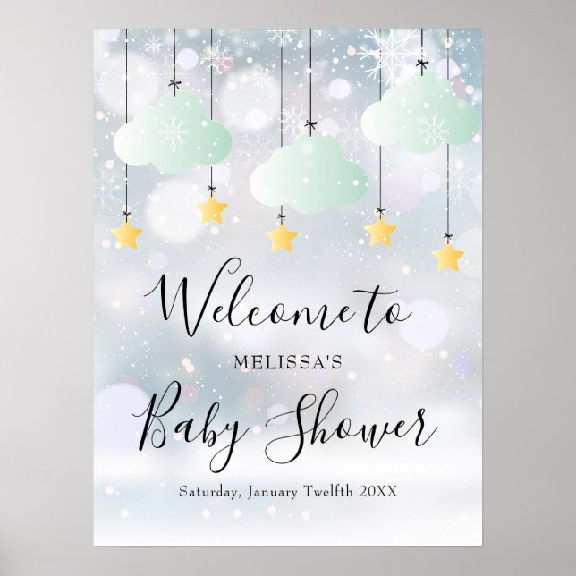 Gender Neutral Winter Baby Shower Welcome SIgn (Front)