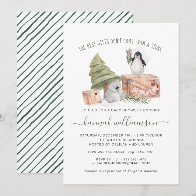 Gender Neutral | Winter Christmas Baby Shower Invitation (Front/Back)