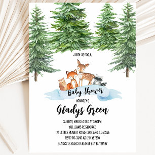 Gender Neutral Winter Woodland Baby Shower Invitation