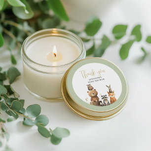 Gender neutral Woodland Animals Baby shower favour Classic Round Sticker