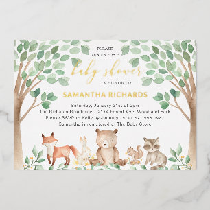 Gender Neutral Woodland Animals Baby Shower Gold