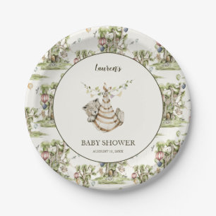 Gender Neutral Woodland Animals Baby Shower Paper Plate