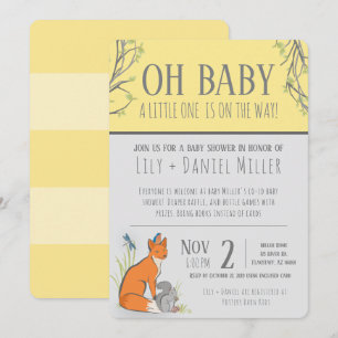 Gender Neutral woodland animals baby shower stripe Invitation