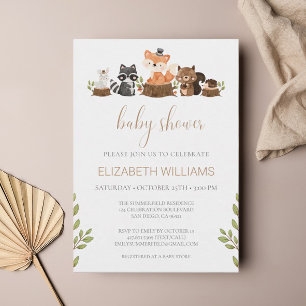 Gender Neutral Woodland Forest Animals Baby Shower Invitation