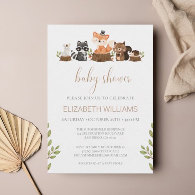 Gender Neutral Woodland Forest Animals Baby Shower Invitation (Creator Uploaded)