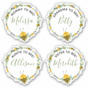 Gender Neutral Wreath Bee Baby Shower Sticker Set