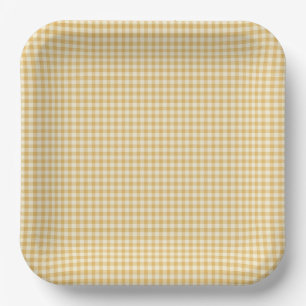 Gender Neutral Yellow Gingham Paper Plate