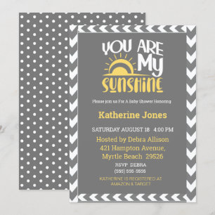 Gender Neutral  You Are My Sunshine Baby Shower  Invitation
