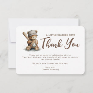 Gender NeutralTeddy Bear Baseball Baby Shower Thank You Card