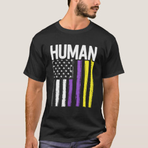 Gender Non-Binary Pride Human Lgbt Rainbow America T-Shirt