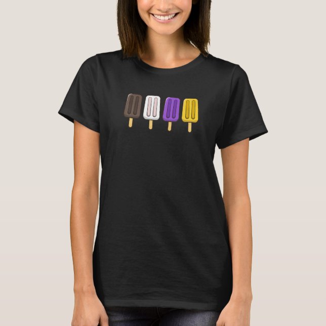 Gender Nonbinary Popsicles 4th Of July Subtle Prid T-Shirt (Front)