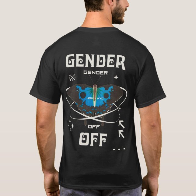 Gender Off Ellipse BTF Dark, Non-binary Pride T-Shirt (Back)