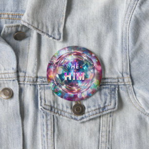 Gender Pronouns He/Him Digital Art 7.5 Cm Round Badge