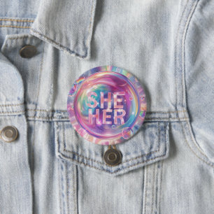 Gender Pronouns She/Her Digital Art 7.5 Cm Round Badge