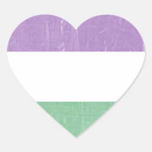 Gender Queer Flag Colours  Heart Sticker