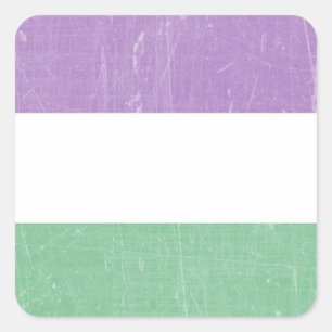 Gender Queer Purple, Green and White  Square Sticker