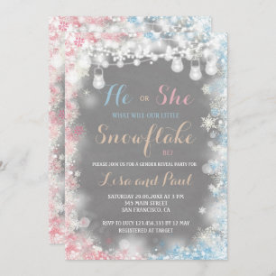 Gender Reveal A little snowflake is on the way Invitation