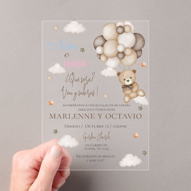 Gender Reveal Acrylic Invitation (Insitu (Handheld))