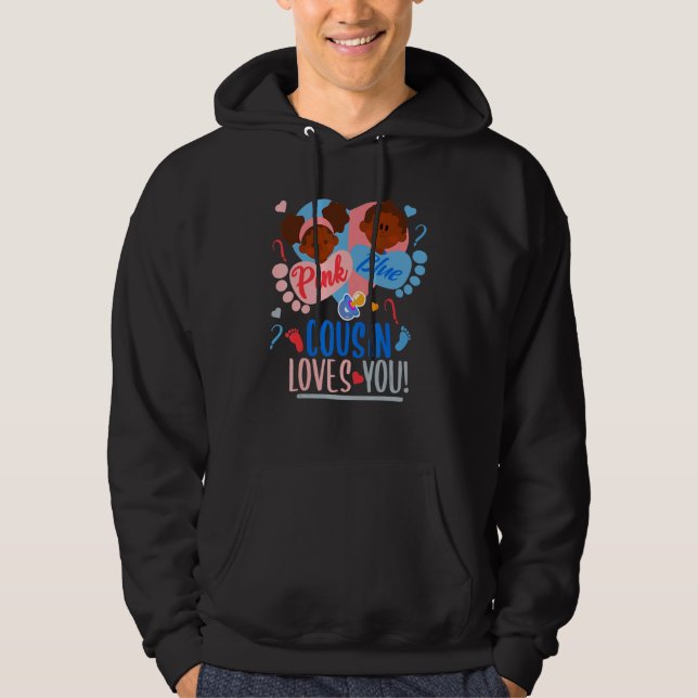 Gender Reveal African American Pink or blue COUSIN Hoodie (Front)
