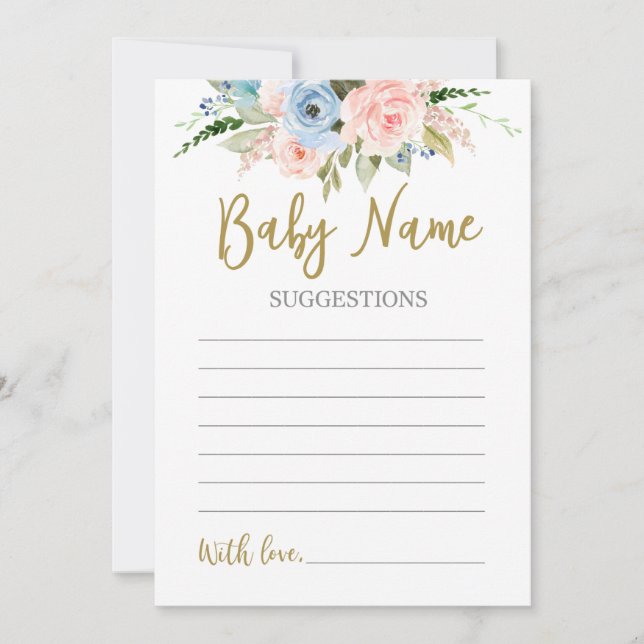 Gender Reveal Baby Name suggestions Invitation (Front)