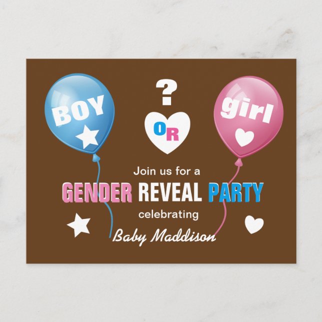 Gender Reveal Baby Shower Announcement Boy or Girl (Front)