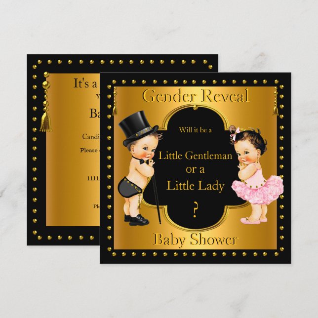 Gender Reveal Baby Shower Boy or Girl Lt Brunette Invitation (Front/Back)