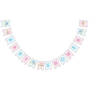 Gender Reveal Baby Shower Bunting Banner Flags