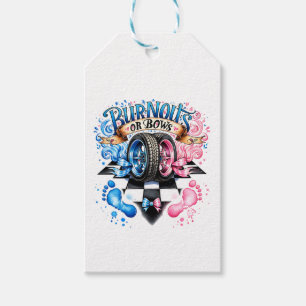 Gender Reveal Baby Shower Burnouts Bows Gift Bag Tags