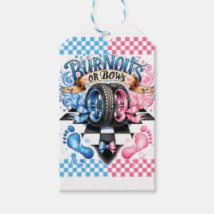 Gender Reveal Baby Shower Burnouts Bows Gift Bag Tags